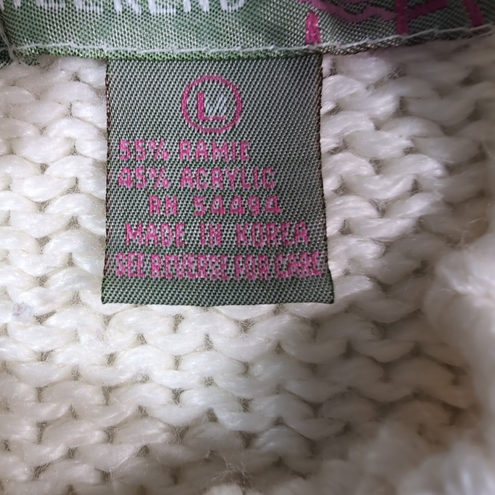 Vintage American Weekend Sweater Chunky Women Large Floral Hand Knit Grandmacore - Picture 4 of 10